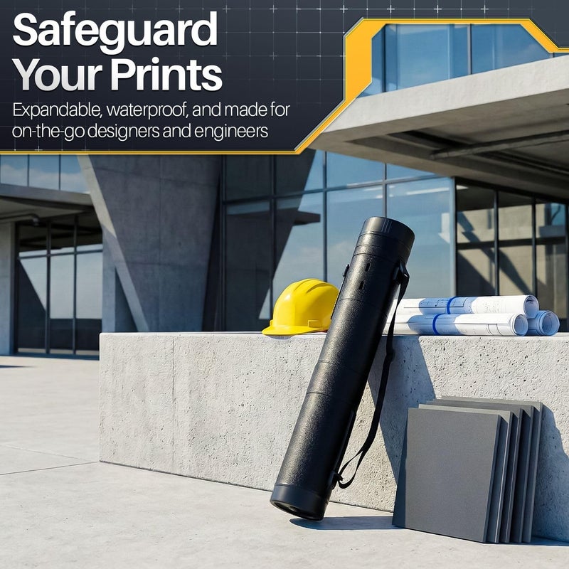 Flexzion Poster, Art, Document Tube with Strap, Expandable Waterproof Plastic Container, Telescoping Cylindrical Storage Case, Portable Paper Holder for Draft Sketch Blueprint, Black, youth large / 11 - Image 2